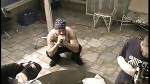 Brunette bitch surrounded by 20+ men BTS of a gangbang. Sucking dick, getting fucked like a whore, and getting taped doing it for everyone to see.