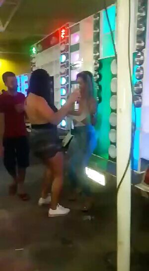 She flashes tits in club, her friend takes off