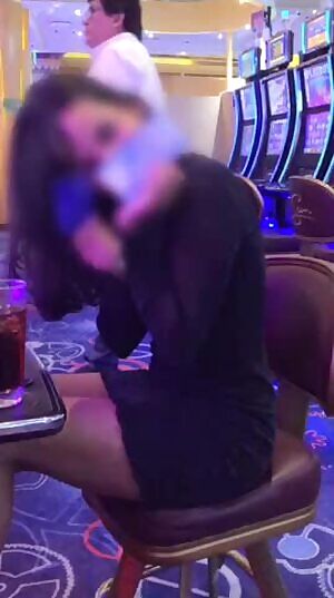 Shy teen showing what underneath that skirt on a casino