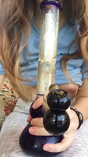 Taking a hit from my bong