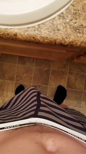 Unveiling and stroking my big young cock