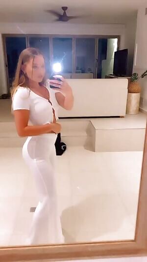 Monica Corgan in tight white pants