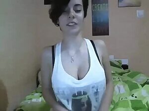 Short hair busty babe drop