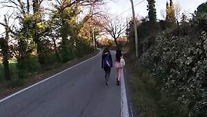 College girl fucked infront of her friend outdoors