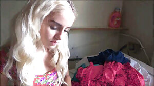 Tiny blonde tastes stepbro's dick