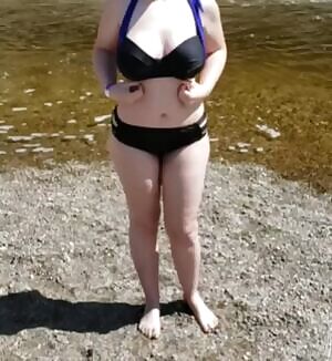 Public tittydrop on the river. Hopefully the people who swam past didn't mind the show!